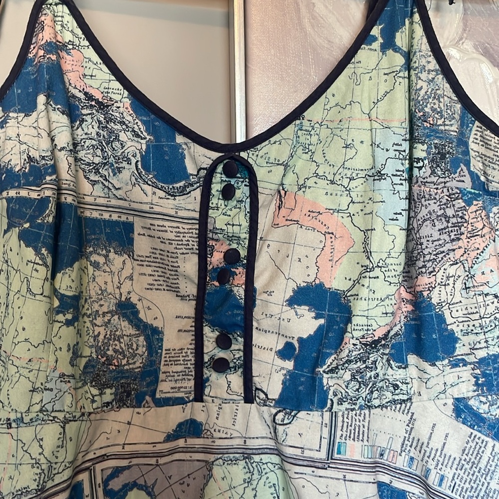 Modcloth Waving From the Waterfront Map Print Dress Sz XL - Picture 2 of 11